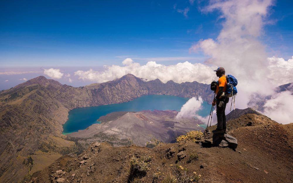 Segara Anak crater lake inside the Mount Rinjani caldera